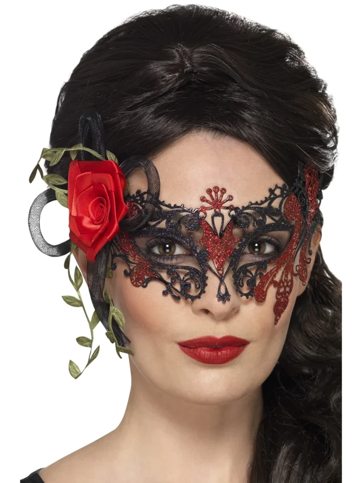 Smiffys Damen Maske Augenmaske Metall Filigran Totenkult Halloween Schwarz 44957 - Bild 1 von 1