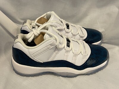 Air Jordan 11 Retro Low Snake Navy 2019 GS Youth 7Y White Black Navy CD6847 102