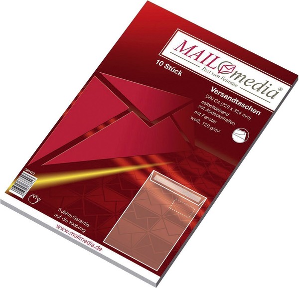 Mayer-Network 388420 Versandtasche C4,Haftklebend M.Abdeckstr.,M.F.,Weiß,M.Id,12-image