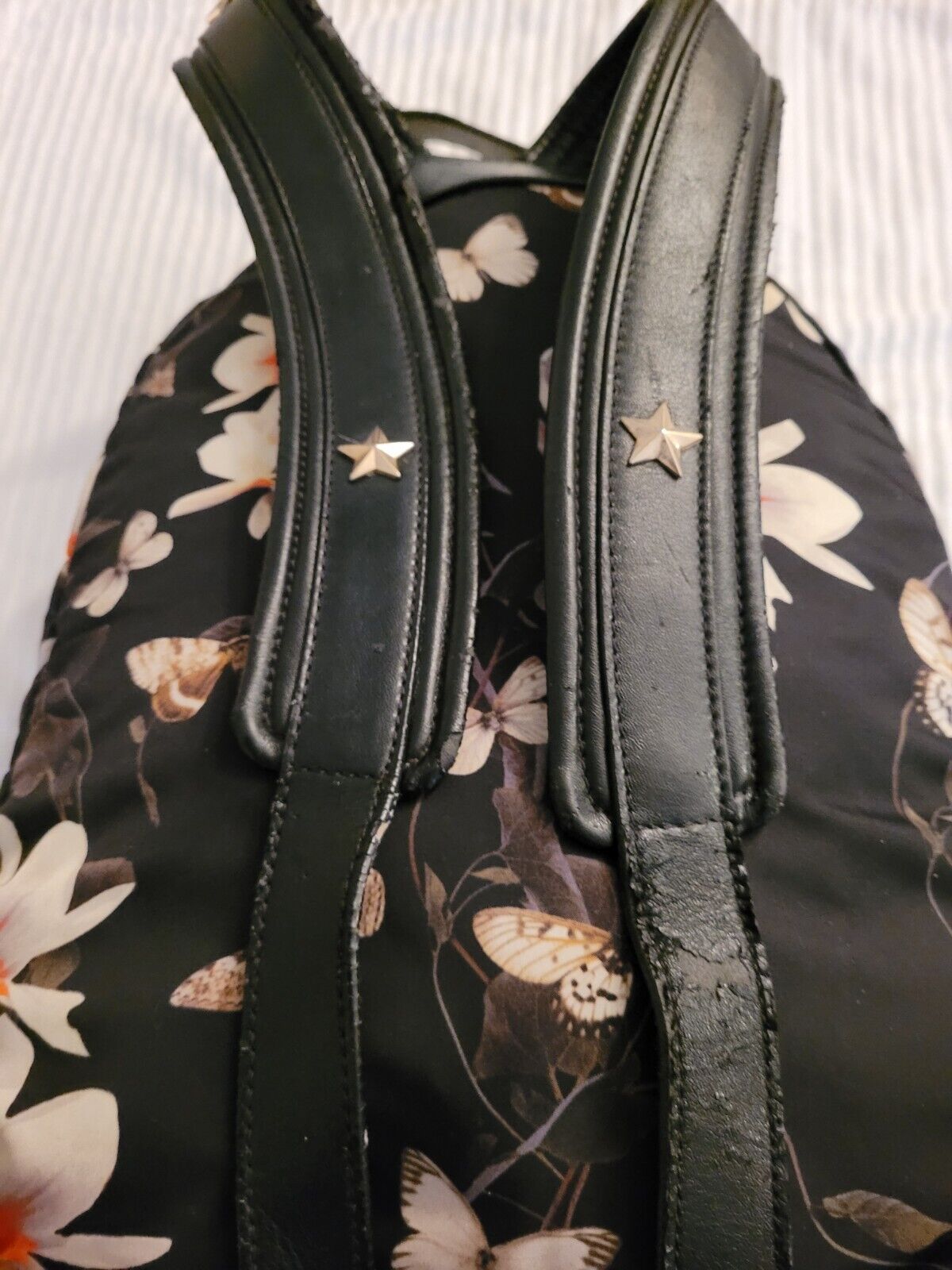 Authentic GIVENCHY Floral Antigona Butterfly Black Nylon Leather Backpack  $1,320