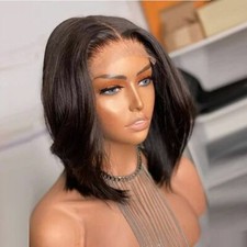 Straight Bob Black Lace Front Wig Human Hair 13X4T Unprocessed Pre Plucked Wigs