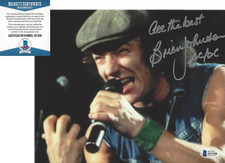 BRIAN JOHNSON - AC/DC SINGER - SIGNED 8X10 PHOTO BACK IN BLACK BECKETT COA BAS