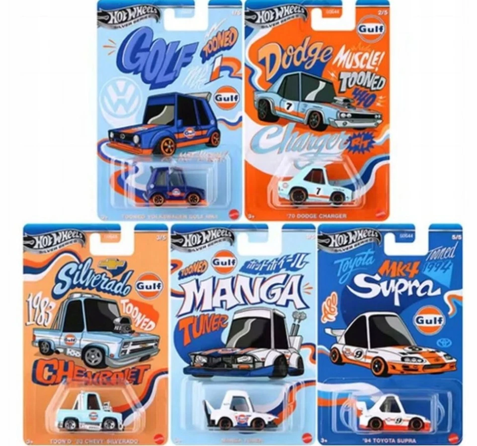 Hot Wheels TOONED GULF complete set of 5 - HOT WHEELS SILVER SERIES