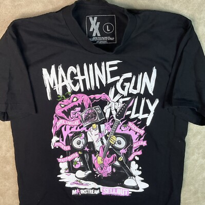 Machine Gun Kelly Shirt Sz L MGK Mainstream Sellout Shaka Heavy Cotton Black