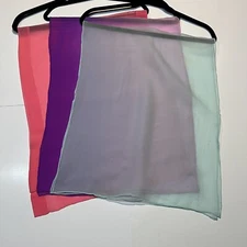 3 Vintage Oblong Rectangle Scarf Scarves 42" x 17" Green Purple Pink Stains