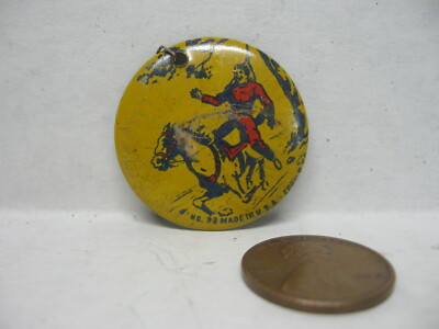 Vintage Eppy Cowboys & Indians Western Tin Pendant Charm #33