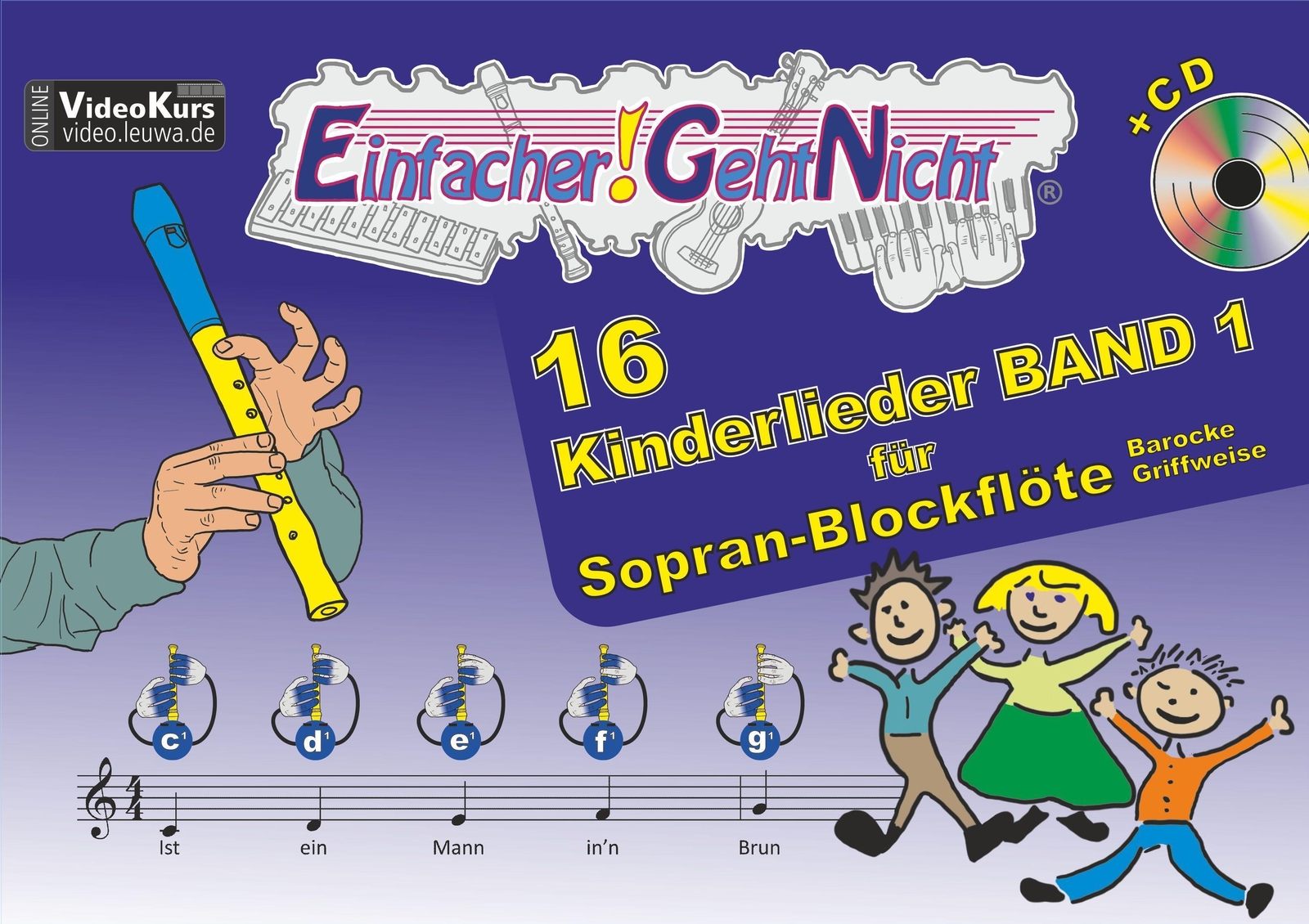 Thumbnail - Einfacher-geht-nicht: 16 Kinderlieder Band 1 - Für Sopran-blockflöte