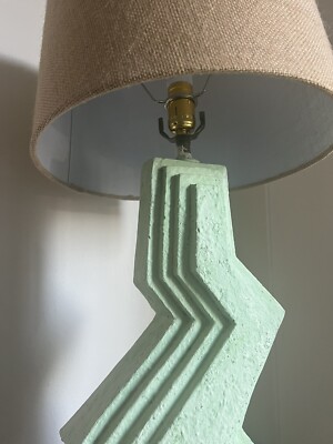 Vintage 80's Veras Art Studios MCM Zigzag Zig Zag Table Lamp | eBay
