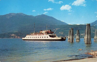 Postcard MV Anscomb Government Ferry Kootenay Lake British Columbia BC Canada