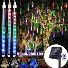 288LED Solar Meteor Shower String Light Falling Rain Garden Party Xmas Tree Lamp