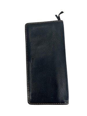 VTG Women Hand Wallet Black Leather 12 card holder Zip Change 8