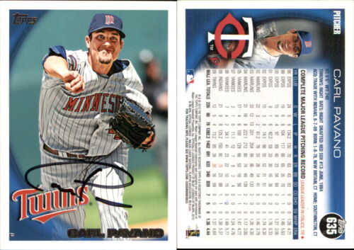 Carl Pavano Signed 2010 Topps #635 Card Minnesota Twins Auto AU - Picture 1 of 1