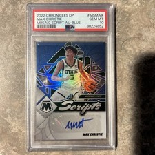 2022 Chronicles DP Max Christie Mosaic Script Auto Blue /49 PSA 10 Gem Mt MSMAX