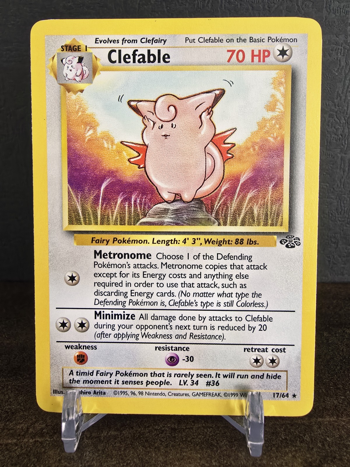 Clefable 17/64 Jungle Unlimited *Rare* Pokemon Card TCG Non Holo LP Vintage