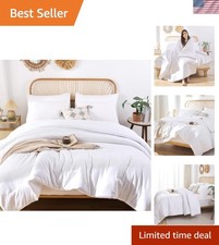King Size Boho White Bedding Set - Soft, Lightweight  Easy Care Comforter 3pcs