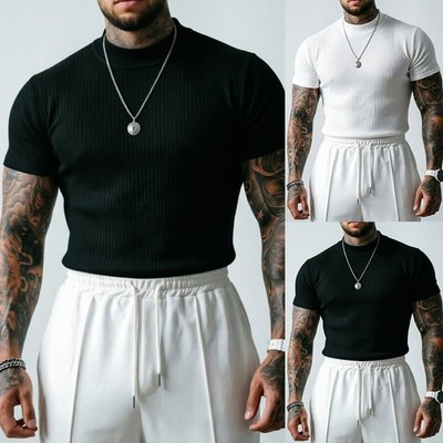 Herren Fitness Oberteil Rundhals Tshirt 96% Polyestermischung 4% Elasthan Stretc