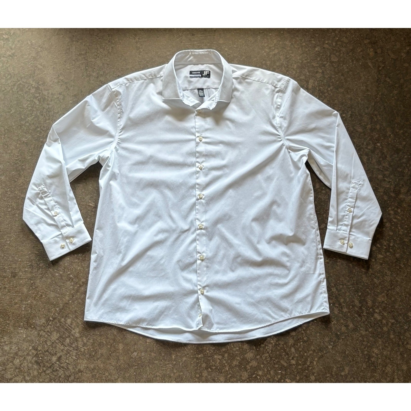 J. Ferrar Stretch Regular Fit Long Sleeve White Dress Shirt Men's XL