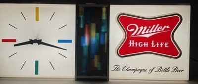 Rare 1960 s Vintage MILLER HIGH LIFE Beer DISCO Bar Light Sign Clock!