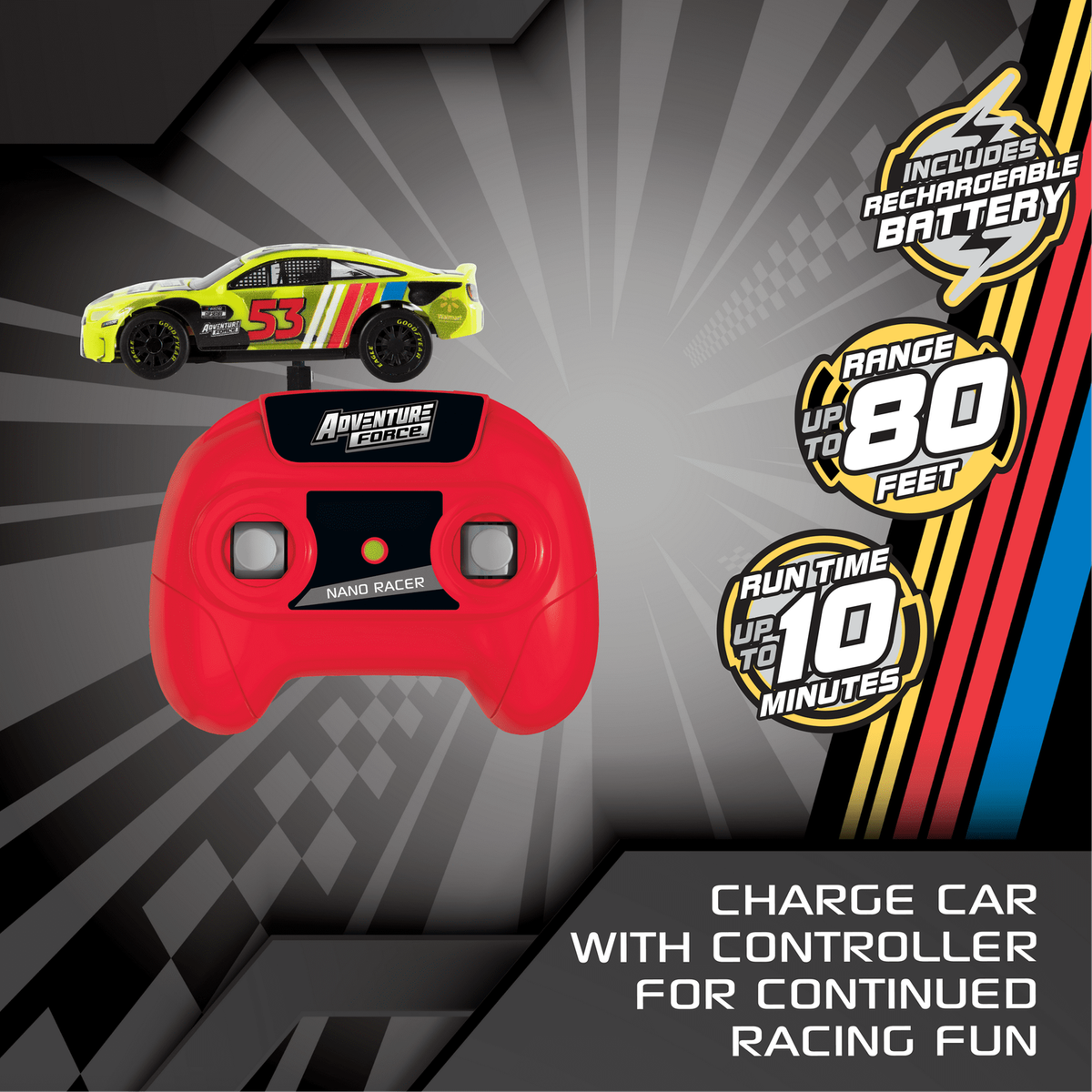 Adventure Force 1:64 RC NASCAR Nano Racer Car Complete Set: #53