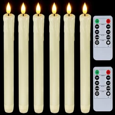 Homemory Real Wax LED Flameless Taper Candles with Remote Timer, A-Ivory Drip 