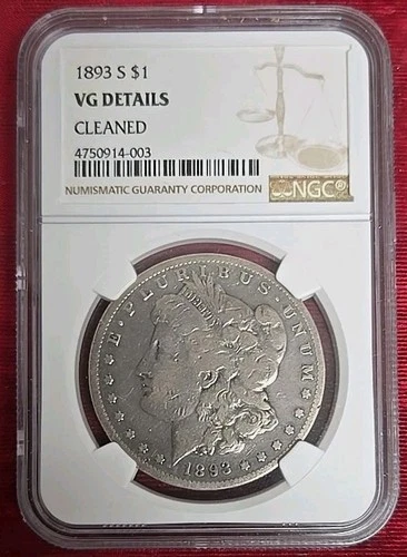 1893-S $1 Morgan Silver Dollar **KEY DATE** NGC Very Good Details