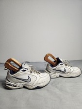Nike Air Monarch IV Shoes Mens Size 9W White Blue Leather Sneakers 416355-102