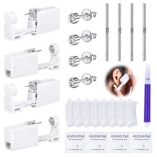 DJCIW 21PCS Ear Piercing Kit,Disposable Ear Piercing Gun Kit with 4 Pcs Self ...
