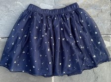 Abercrombie Kids Girls Skirt size S/10 Navy Blue Tulle Silver Stars Small 9 10