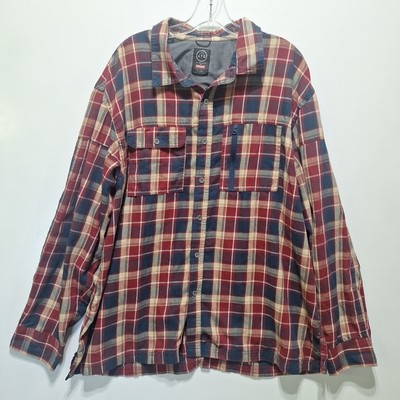 XXL Wrangler ATG All Terrain Gear Button Up Plaid Outdoor Shirt Ling Sleeve Men