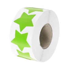 500 Count Star Stickers 1-1/2" DIY Adhesive Star Labels Removable Green