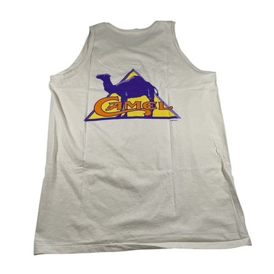 Vtg 90s Joe Camel Tank Top XL Graphic Print 1995 Single Stitch Beige Promo Shirt