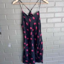 Vintage 100 Silk Hugs  Kisses Chemise Nightgown Slip Gown Nightie Lingerie M