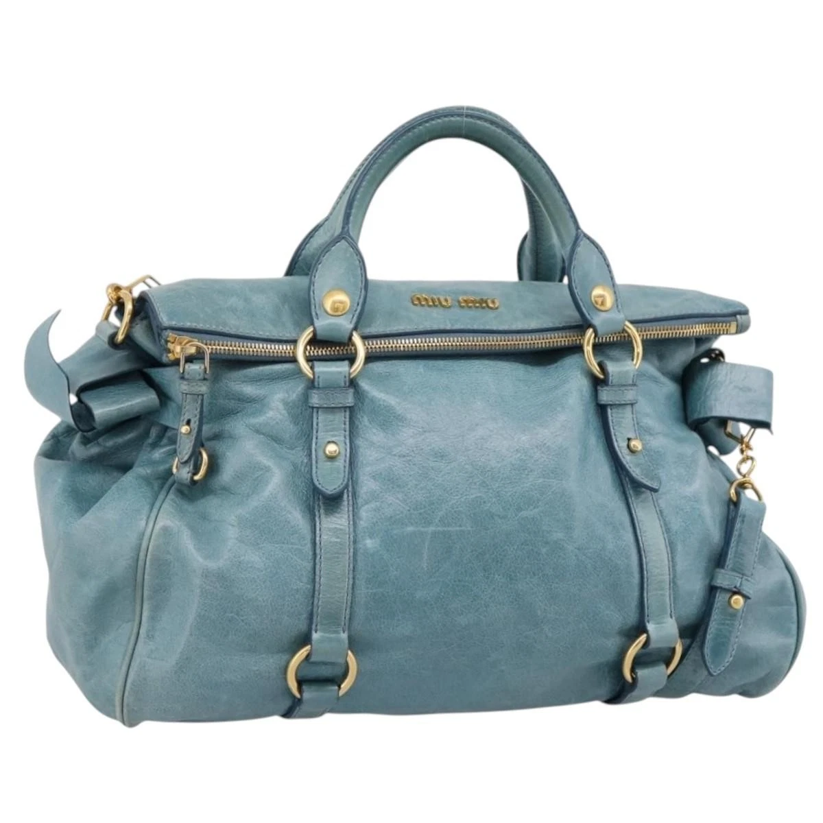 Blue Leather Exterior Miu Miu Bags & Handbags for Women for sale