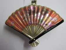 New Eric Cortina Glass Oriental Floral Fan Ornament 4353138 Free Shipping