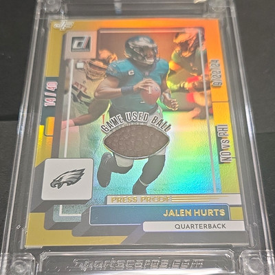 Jersey Fusion 2025 Jalen Hurts Game Dated Ball Stars Press Proof Mem 14/40