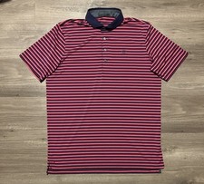 Greyson Polo Shirt Mens Large Pink Purple Stripe Golf Performance Stretch