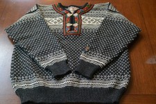 VTG classic Dale of Norway sweater Gray cream red 100 wool, mens MED EUC