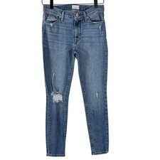 Hudson Women's Blue Stretch Natalie Midrise Super Skinny Crop Jeans Size 26