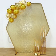 8 ft CHAMPAGNE Sparkle Sequin Hexagon Backdrop STAND COVER Party Events