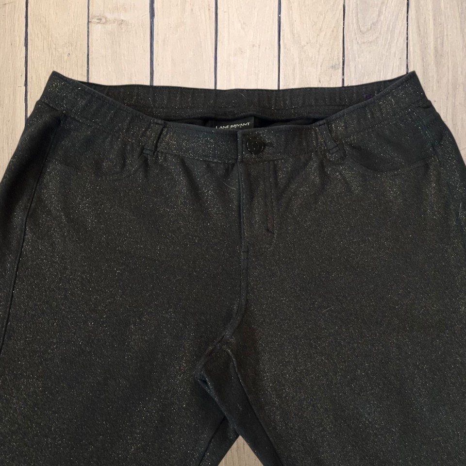 Lane Bryant Sz 18 Gold Black Sparkle Shimmer Glitter Holiday Pants