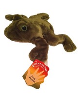 Folkmanis Puppets Green Frog Hand Puppet Plush Sticky Hands Feet 11" NEW NWT