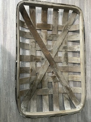 Gray Rectangle Tobacco Baskets, Farmhouse Basket, Rustic Decorations,  20.5 x13 