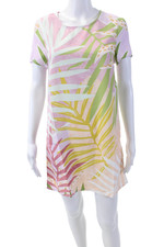 MINKPINK Womens Short Sleeve Botanic Print Shift Dress Multicolor Size XS