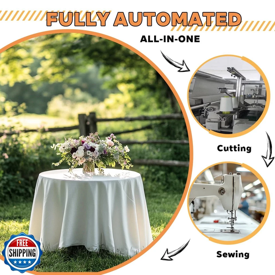 TWINPRET Round Tablecloth 90 Inch, White Waterproof Washable Polyester Table  - Image 2 of 4