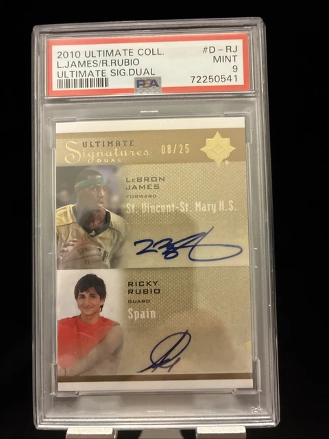 2010 Upper Deck Ultimate Collection LeBron James Ricky Rubio Dual Auto PSA 9 /25