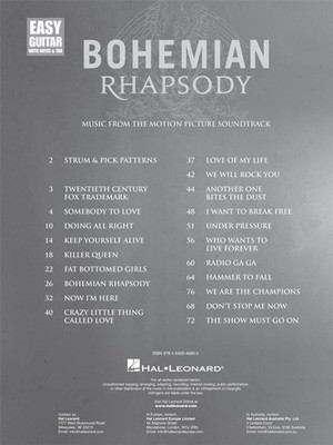 Bohemian Rhapsody Freddie Mercury Easy Guitar Book [Softcover] Ha