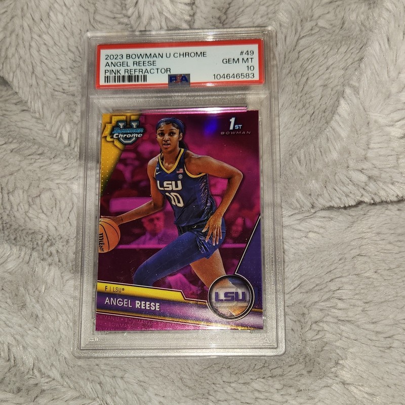 Topps 2023 Bowman University Chrome Angel Reese #49 Pink Refractor PSA 10