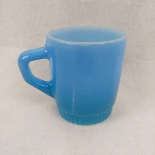 Anchor Hocking Fire King Blue D Handle Mug 56 Stackable Ribbed