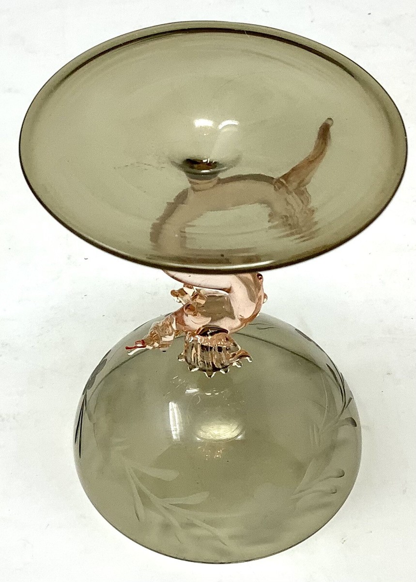 Antique Fritz Lampl Bimini & Lauscha Glass Carafe & 6 Antique Fritz Lampl Bimini & Lauscha Glass Carafe & 6
