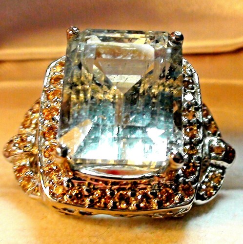 BIG! 10.80 ct BEST QUALITY NATURAL AQUAMARINE RING 925 S.SILVER.SIZE 6.5. - Picture 3 of 12